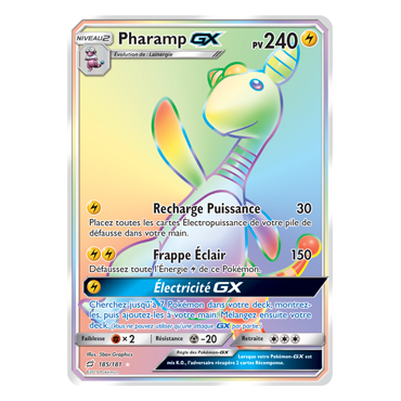 Pharamp 185/181 : Joyau Arc-en-ciel rare de l'extension Pokémon Duo de Choc