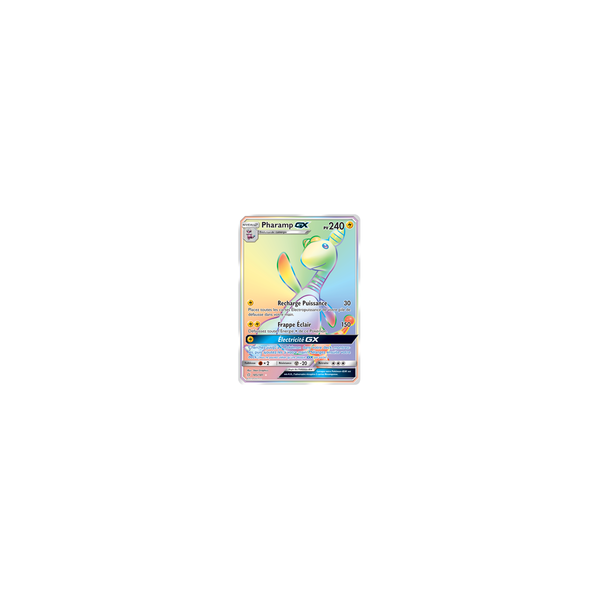 Pharamp 185/181 : Joyau Arc-en-ciel rare de l'extension Pokémon Duo de Choc