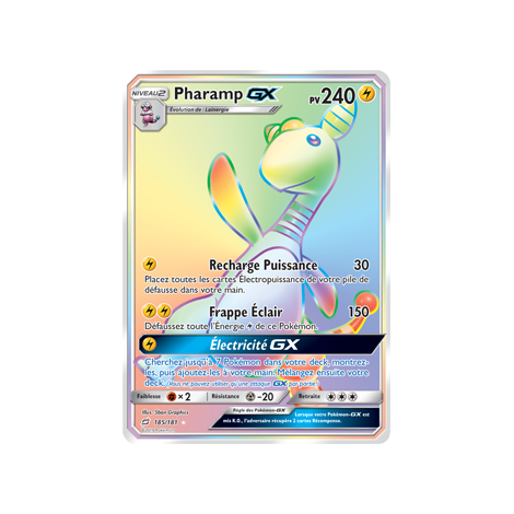 Pharamp 185/181 : Joyau Arc-en-ciel rare de l'extension Pokémon Duo de Choc