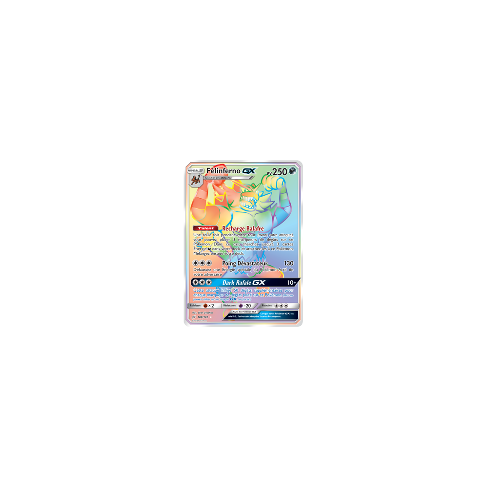 Carte Félinferno - Arc-en-ciel rare de Pokémon Duo de Choc 188/181