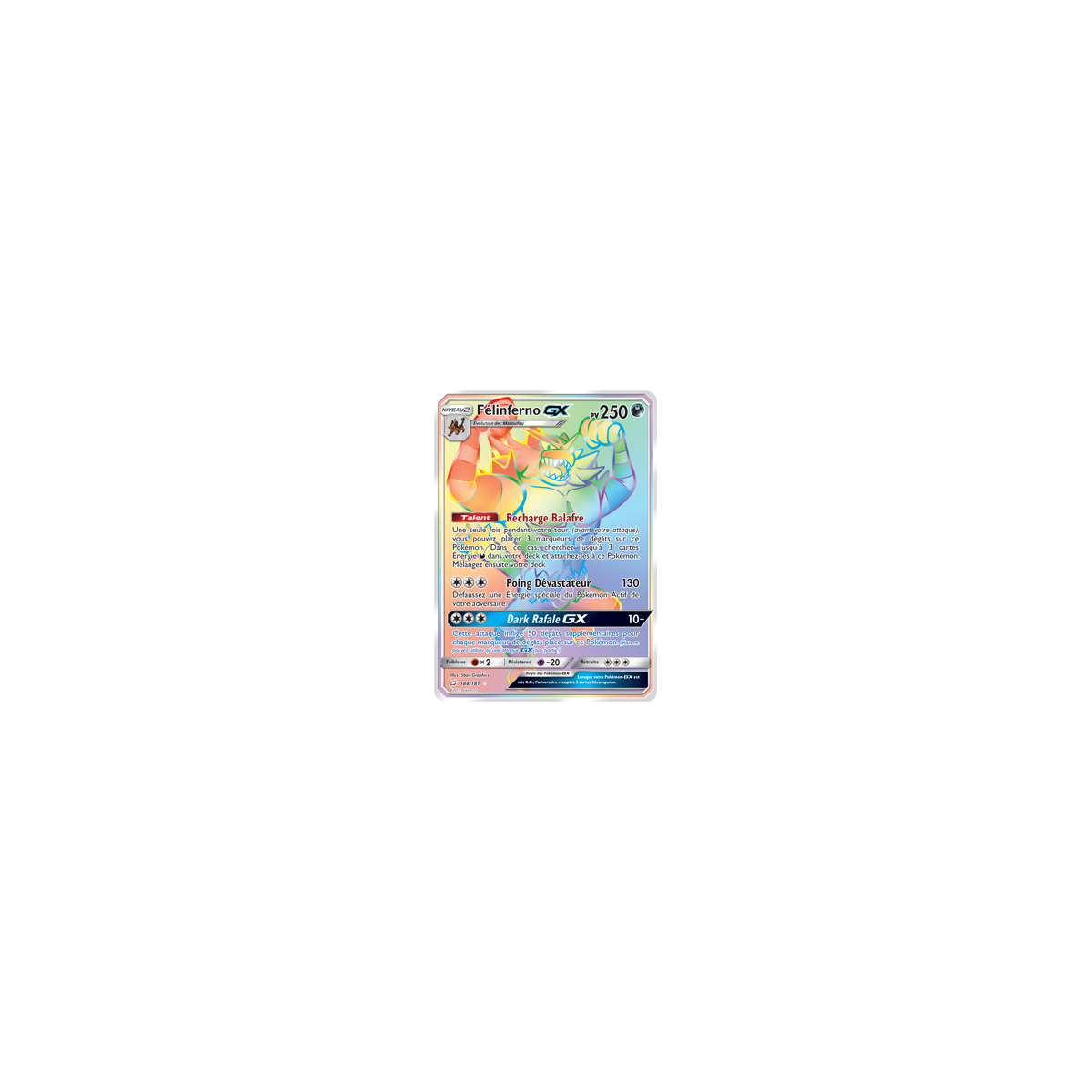 Carte Félinferno - Arc-en-ciel rare de Pokémon Duo de Choc 188/181