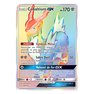 Carte Cobaltium - Arc-en-ciel rare de Pokémon Duo de Choc 189/181