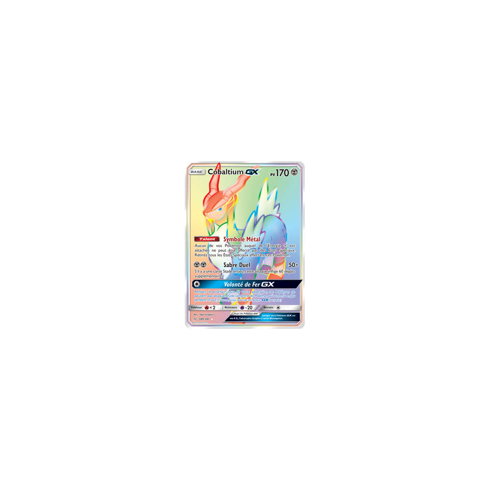 Carte Cobaltium - Arc-en-ciel rare de Pokémon Duo de Choc 189/181