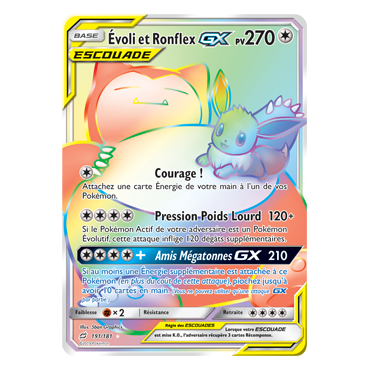 Découvrez Évoli et Ronflex, carte Arc-en-ciel rare de la série Duo de Choc