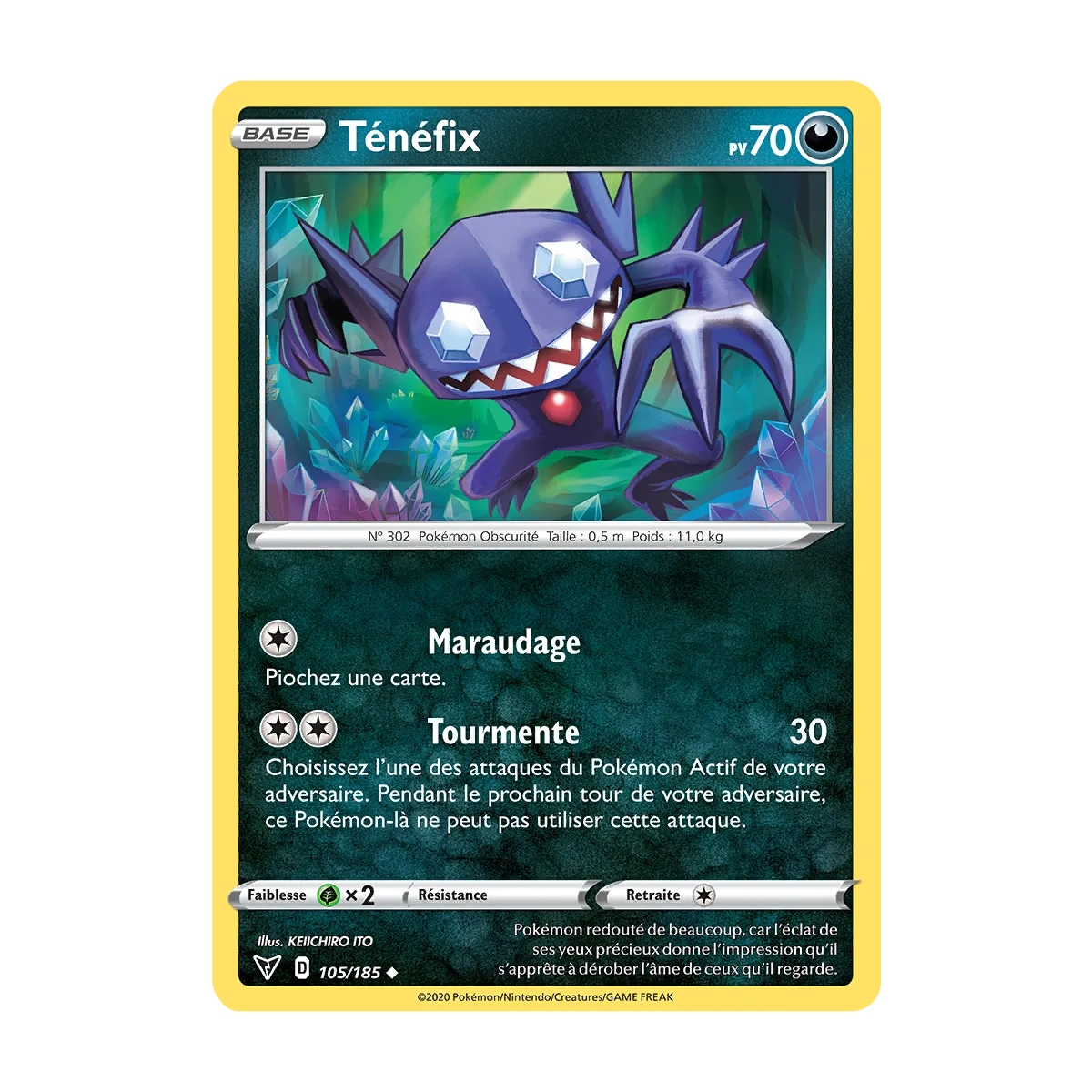 Ténéfix 105/185 : Joyau Peu commune (Brillante) de l'extension Pokémon Épée et Bouclier Voltage Éclatant