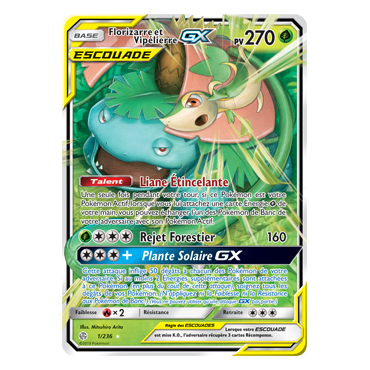 Découvrez Florizarre et Vipélierre, carte Holographique rare GX de la série Éclipse Cosmique