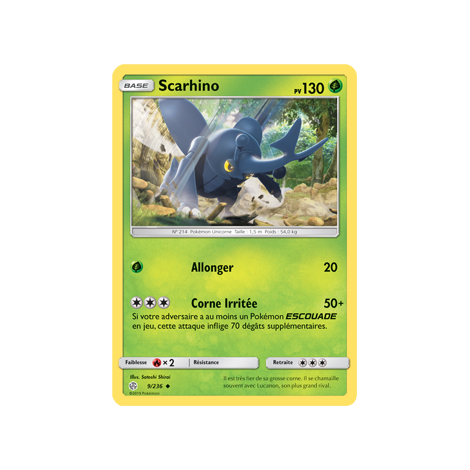 Scarhino 9/236 : Joyau Peu commune de l'extension Pokémon Éclipse Cosmique