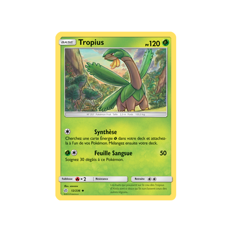 Tropius 12/236 : Joyau Peu commune de l'extension Pokémon Éclipse Cosmique