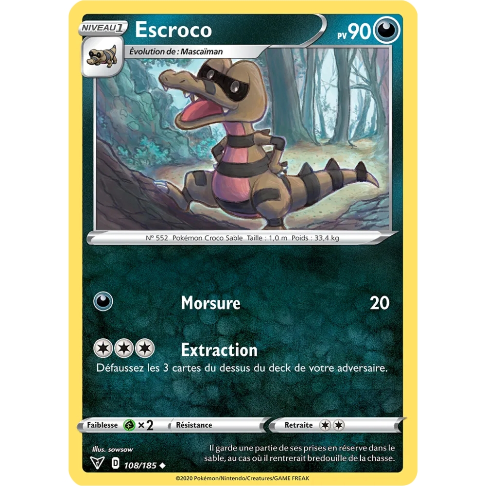 Carte Escroco - Peu commune (Brillante) de Pokémon Épée et Bouclier Voltage Éclatant 108/185