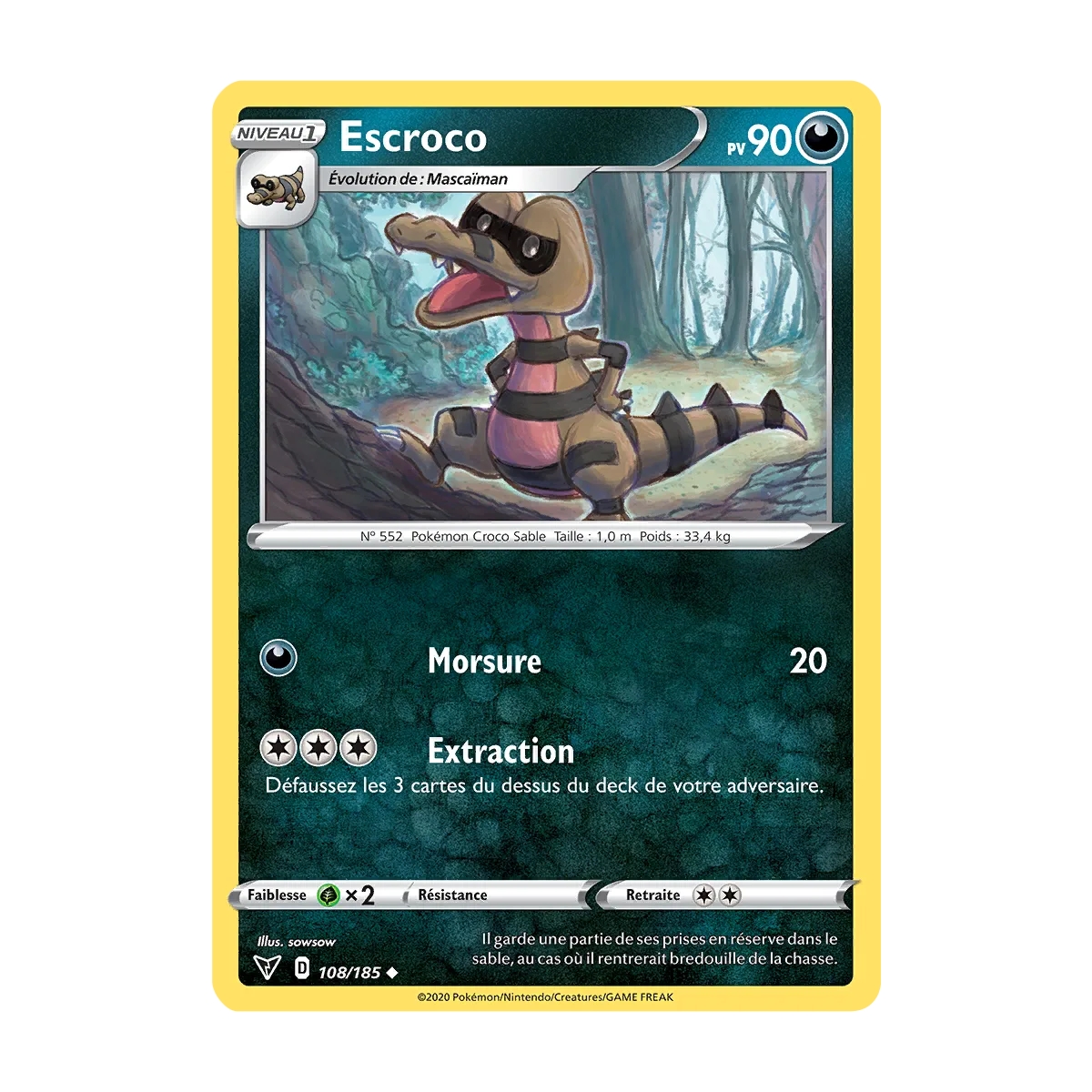 Carte Escroco - Peu commune (Brillante) de Pokémon Épée et Bouclier Voltage Éclatant 108/185