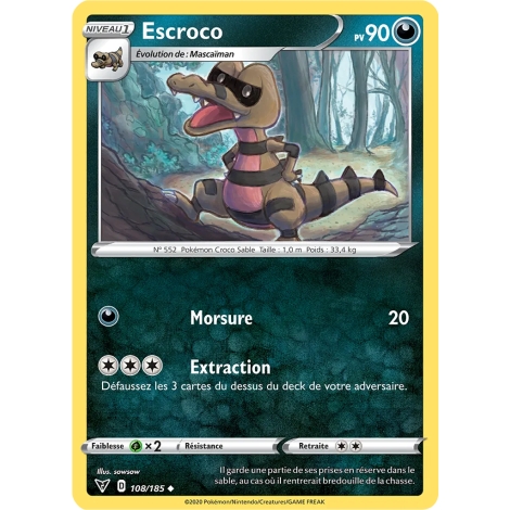 Carte Escroco - Peu commune (Brillante) de Pokémon Épée et Bouclier Voltage Éclatant 108/185