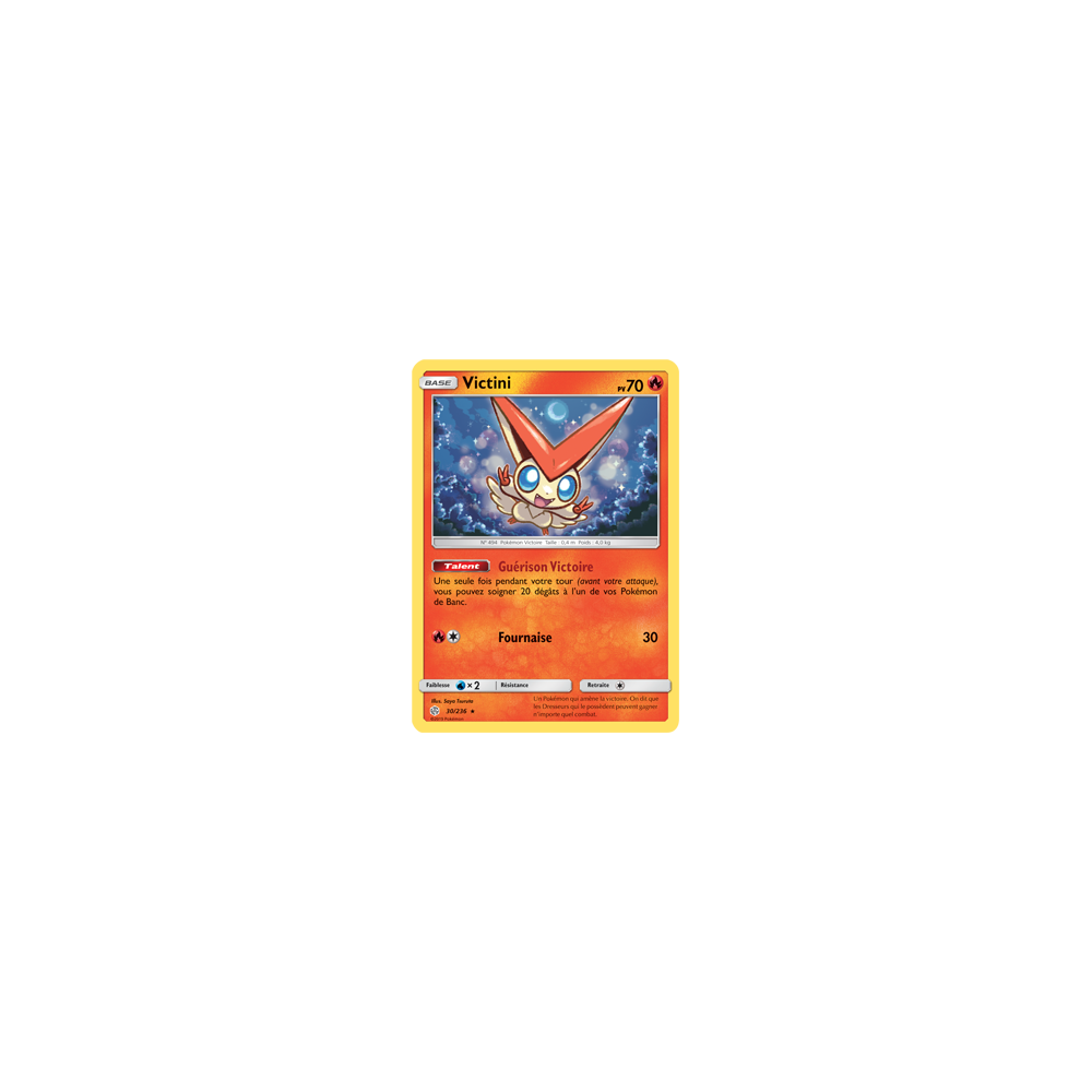 Victini 30/236 : Joyau Holographique rare de l'extension Pokémon Éclipse Cosmique