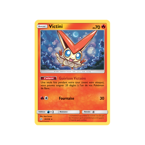 Victini 30/236 : Joyau Holographique rare de l'extension Pokémon Éclipse Cosmique