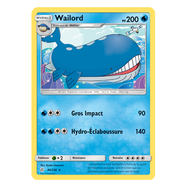 Découvrez Wailord, carte Rare de la série Éclipse Cosmique