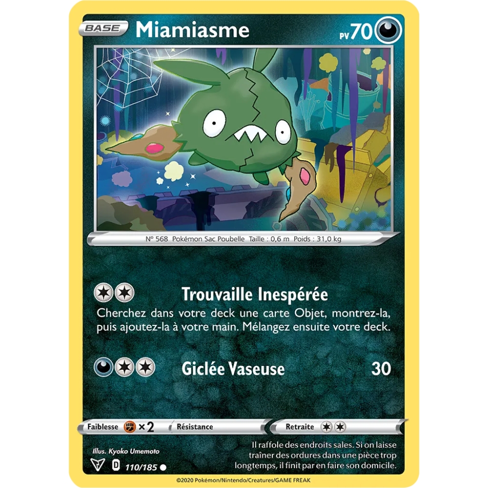 Miamiasme 110/185 : Joyau Commune (Brillante) de l'extension Pokémon Épée et Bouclier Voltage Éclatant