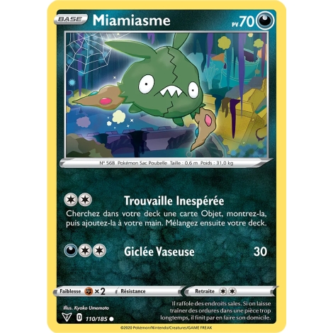 Miamiasme 110/185 : Joyau Commune (Brillante) de l'extension Pokémon Épée et Bouclier Voltage Éclatant