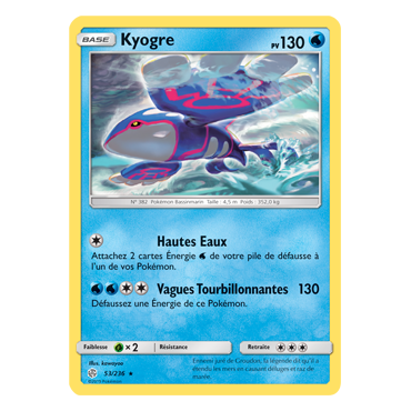 Carte Kyogre - Rare de Pokémon Éclipse Cosmique 53/236