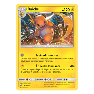 Carte Raichu - Rare de Pokémon Éclipse Cosmique 67/236