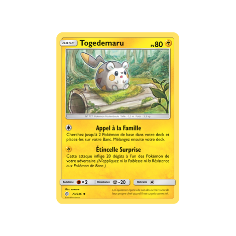 Togedemaru 73/236 : Joyau Peu commune de l'extension Pokémon Éclipse Cosmique