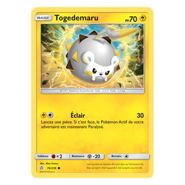 Togedemaru 74/236 : Joyau Commune de l'extension Pokémon Éclipse Cosmique