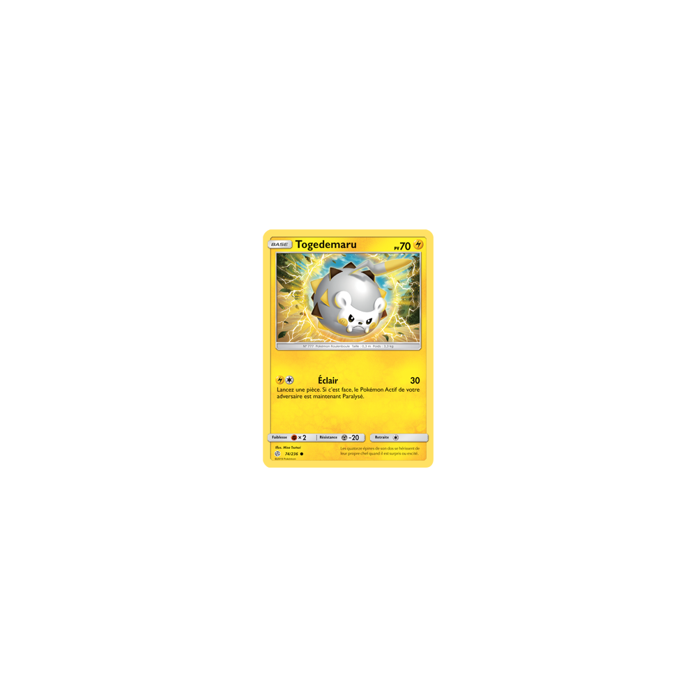 Togedemaru 74/236 : Joyau Commune de l'extension Pokémon Éclipse Cosmique