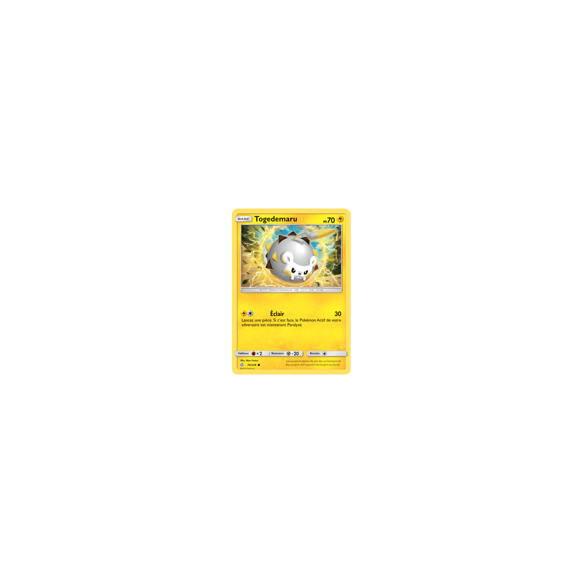 Togedemaru 74/236 : Joyau Commune de l'extension Pokémon Éclipse Cosmique