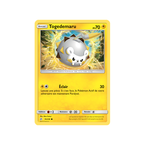 Togedemaru 74/236 : Joyau Commune de l'extension Pokémon Éclipse Cosmique