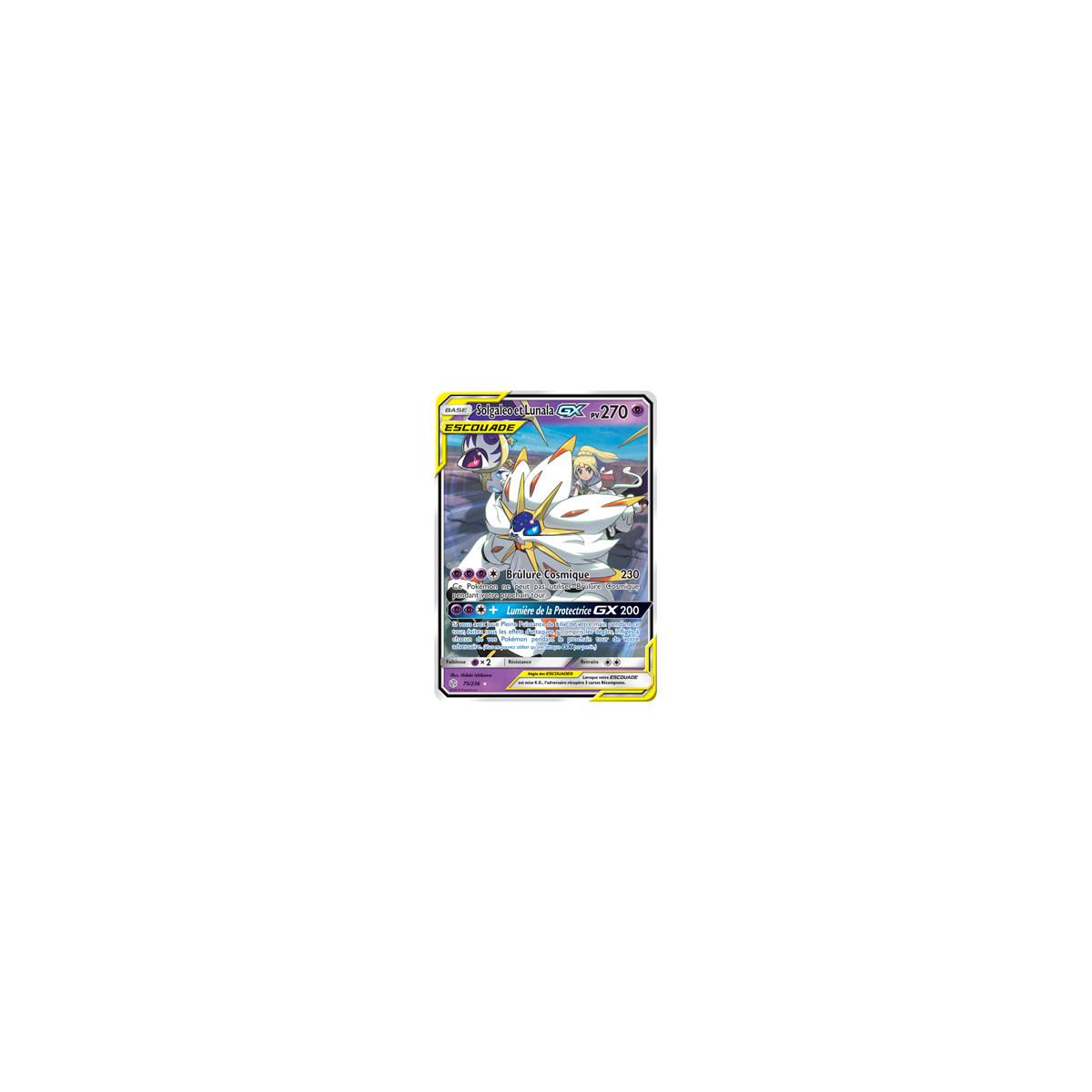 Découvrez Solgaleo et Lunala, carte Holographique rare GX de la série Éclipse Cosmique