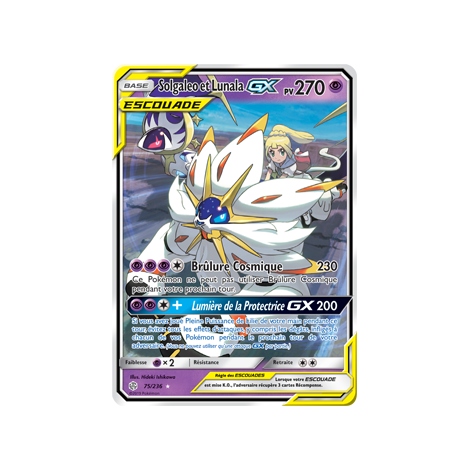 Découvrez Solgaleo et Lunala, carte Holographique rare GX de la série Éclipse Cosmique