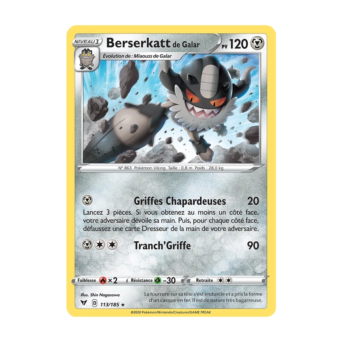 Découvrez Berserkatt de Galar, carte Rare (Brillante) de la série Épée et Bouclier Voltage Éclatant