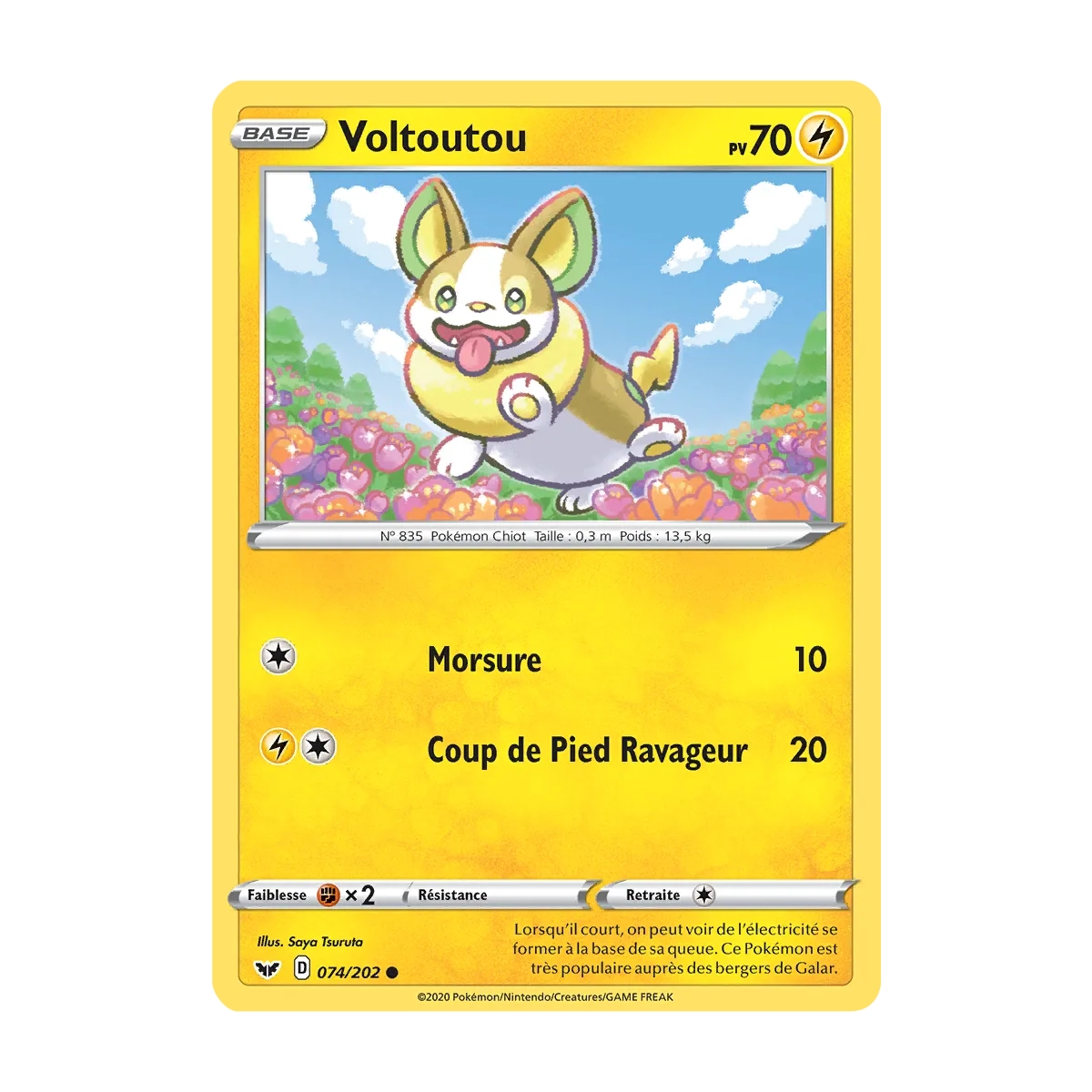 Carte Voltoutou - Commune (Brillante) de Pokémon Épée et Bouclier 074/202