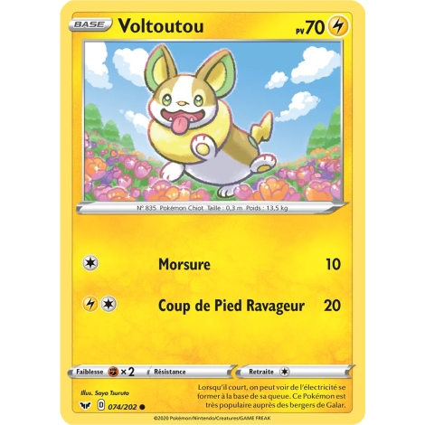 Carte Voltoutou - Commune (Brillante) de Pokémon Épée et Bouclier 074/202