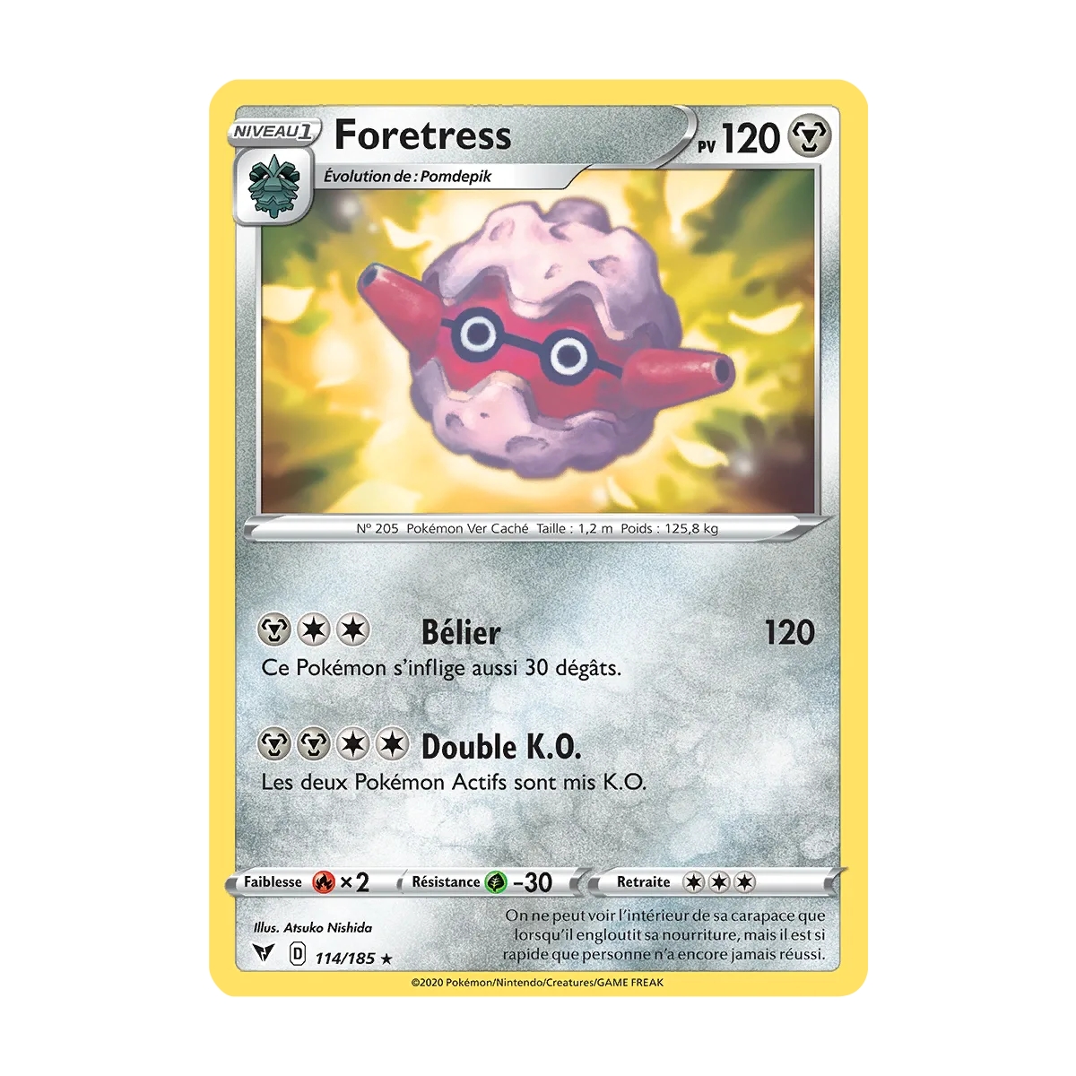 Foretress 114/185 : Joyau Rare (Brillante) de l'extension Pokémon Épée et Bouclier Voltage Éclatant