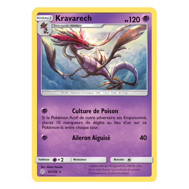Carte Kravarech - Rare de Pokémon Éclipse Cosmique 92/236