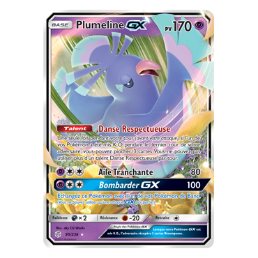 Carte Plumeline - Holographique rare GX de Pokémon Éclipse Cosmique 95/236