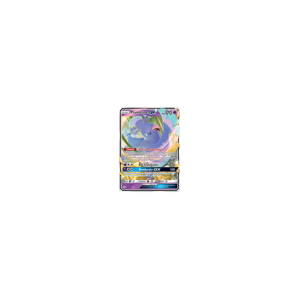 Carte Plumeline - Holographique rare GX de Pokémon Éclipse Cosmique 95/236