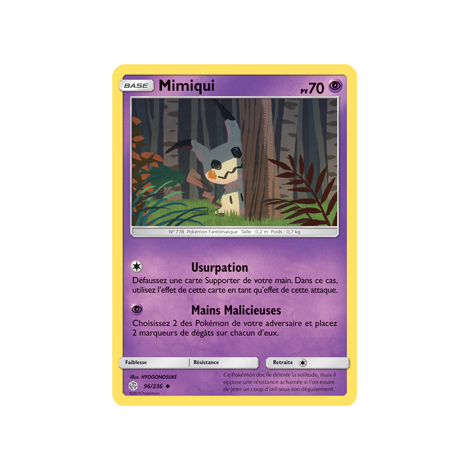 Mimiqui 96/236 : Joyau Peu commune de l'extension Pokémon Éclipse Cosmique