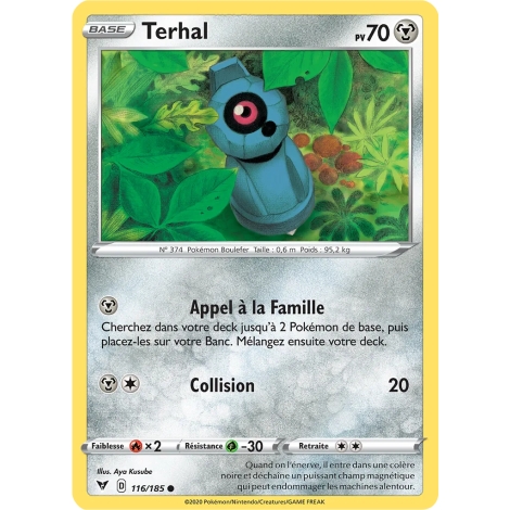Carte Terhal - Commune (Brillante) de Pokémon Épée et Bouclier Voltage Éclatant 116/185