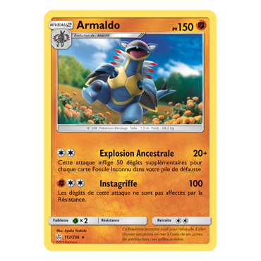 Armaldo 112/236 : Joyau Rare de l'extension Pokémon Éclipse Cosmique