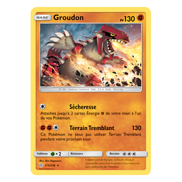 Carte Groudon - Rare de Pokémon Éclipse Cosmique 113/236