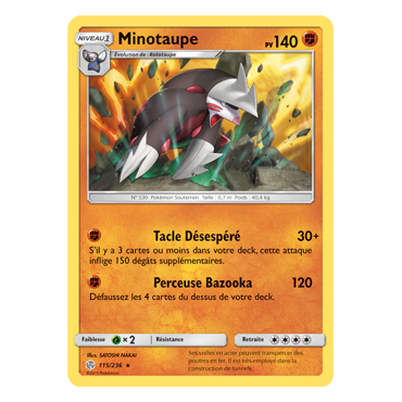 Carte Minotaupe - Holographique rare de Pokémon Éclipse Cosmique 115/236