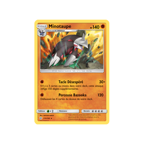 Carte Minotaupe - Holographique rare de Pokémon Éclipse Cosmique 115/236