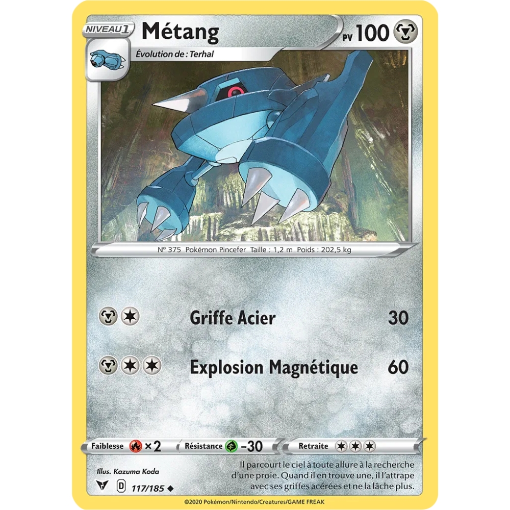 Carte Métang - Peu commune (Brillante) de Pokémon Épée et Bouclier Voltage Éclatant 117/185