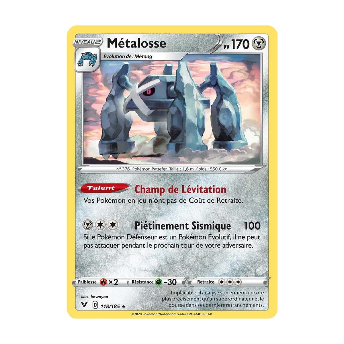 Métalosse 118/185 : Joyau Rare (Brillante) de l'extension Pokémon Épée et Bouclier Voltage Éclatant