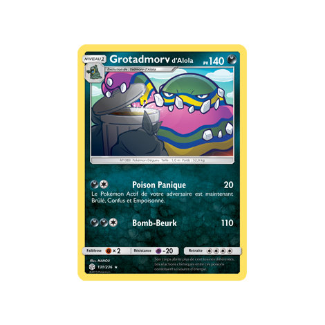 Grotadmorv d'Alola 131/236 : Joyau Rare de l'extension Pokémon Éclipse Cosmique