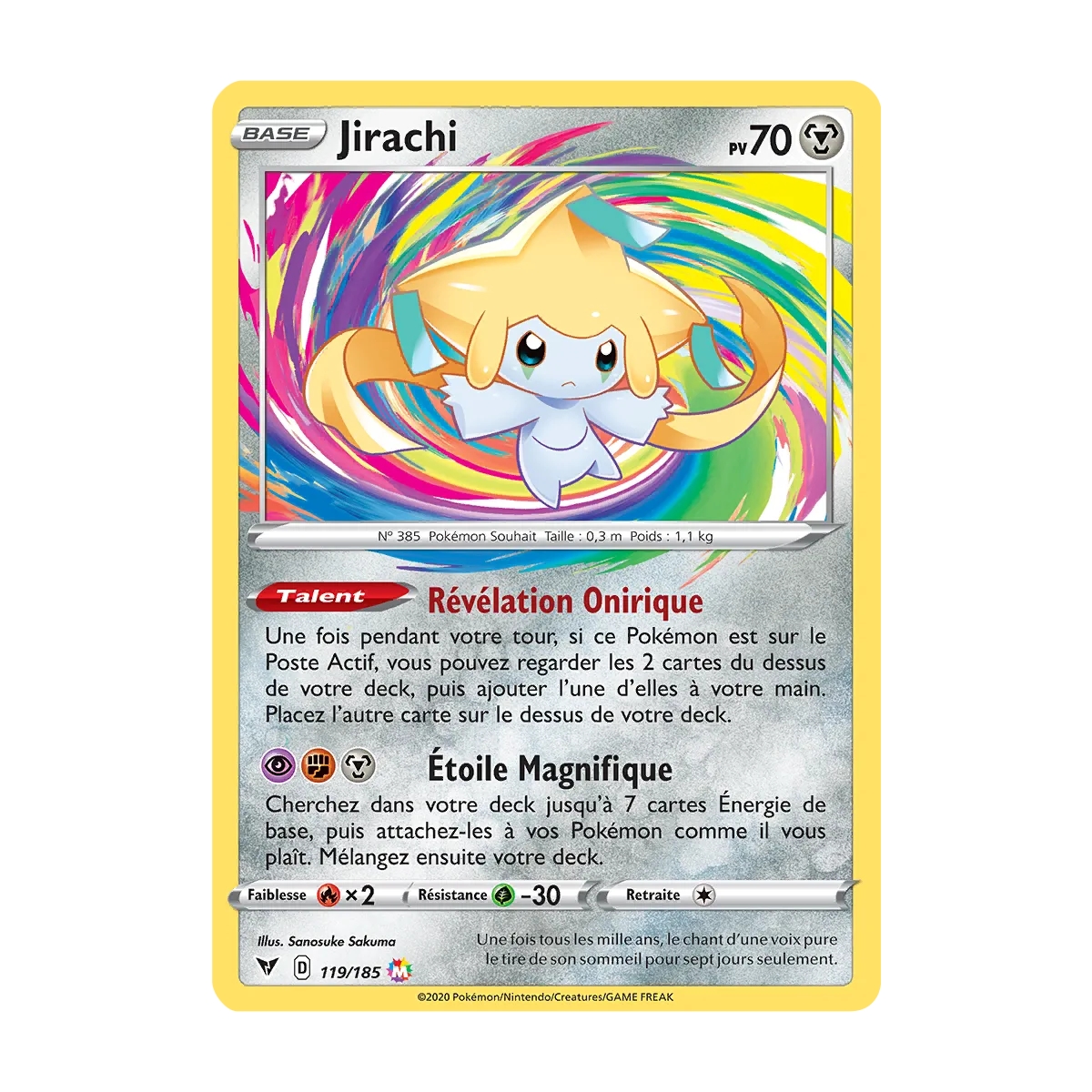 Découvrez Jirachi, carte Magnifique rare de la série Épée et Bouclier Voltage Éclatant