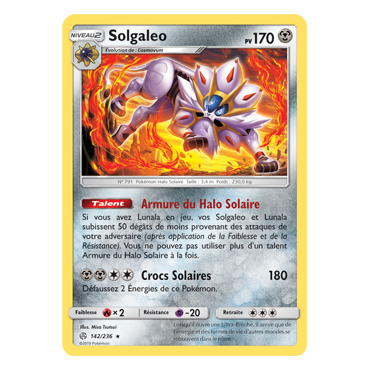 Solgaleo 142/236 : Joyau Holographique rare de l'extension Pokémon Éclipse Cosmique