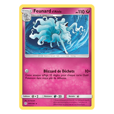 Carte Feunard d'Alola - Holographique rare de Pokémon Éclipse Cosmique 145/236