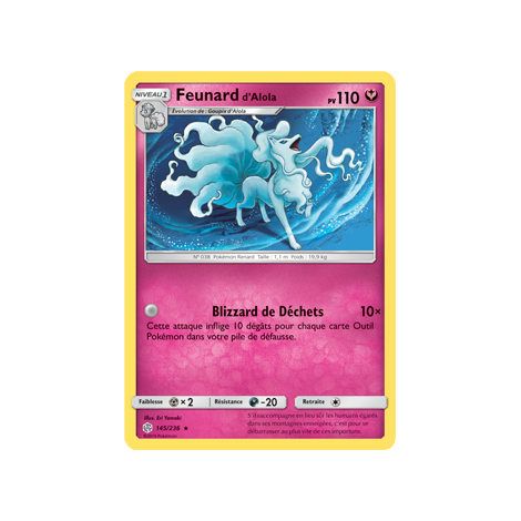 Carte Feunard d'Alola - Holographique rare de Pokémon Éclipse Cosmique 145/236