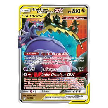 Mandrillon et Engloutyran 158/236 : Joyau Holographique rare GX de l'extension Pokémon Éclipse Cosmique